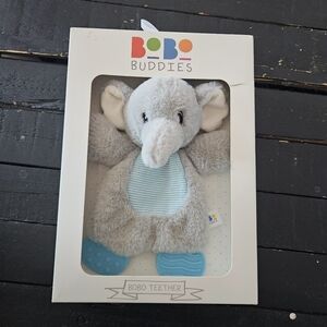 Bobo Buddies NWT Gray Blue Elephant Teether Toy Baby Boy Gift Idea